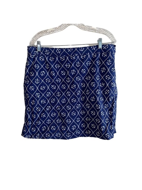 Karen Scott Pants - Karen Scott Anchor Skort Size 10 Blue White Nautical